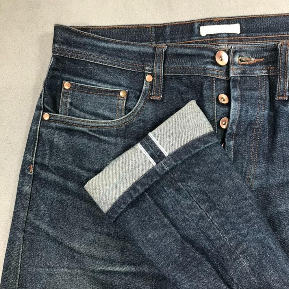 Unbranded Brand Selvedge Denim Jeans Mens 32x30 Dark wash 14.5oz Blue Button Fly